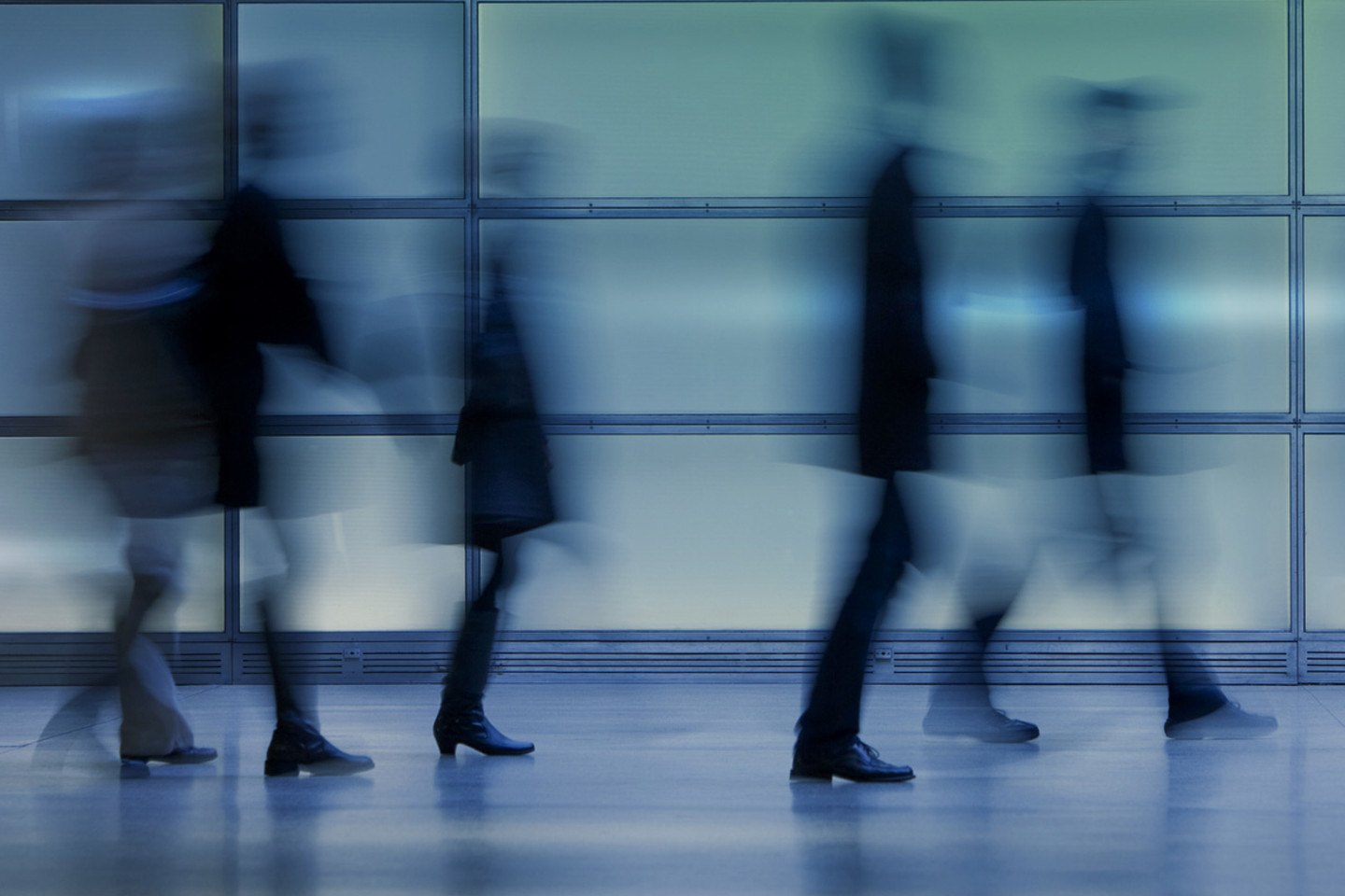 Office people walking blurred